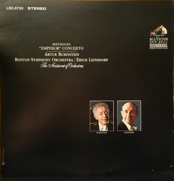 Ludwig van Beethoven - Arthur Rubinstein, Boston Symphony Orchestra / Erich Leinsdorf : "Emperor" Concerto (LP)