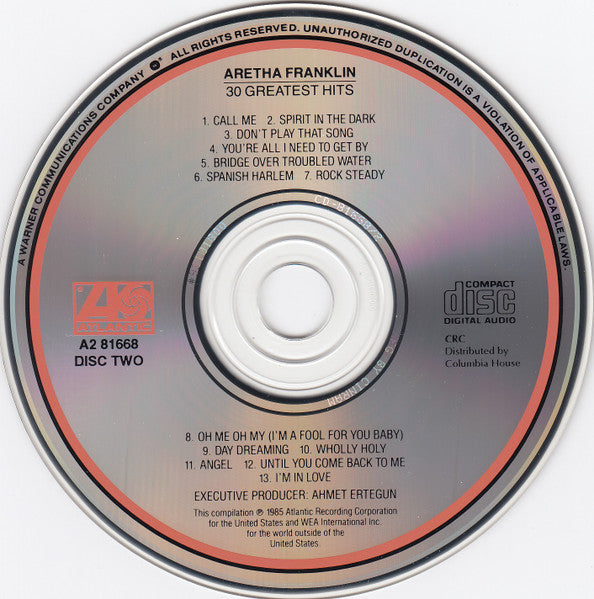 Aretha Franklin : 30 Greatest Hits (2xCD, Comp, Club, RM)
