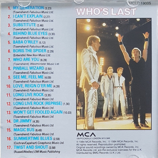 The Who : Who's Last (CD, Album, RE, Uni)