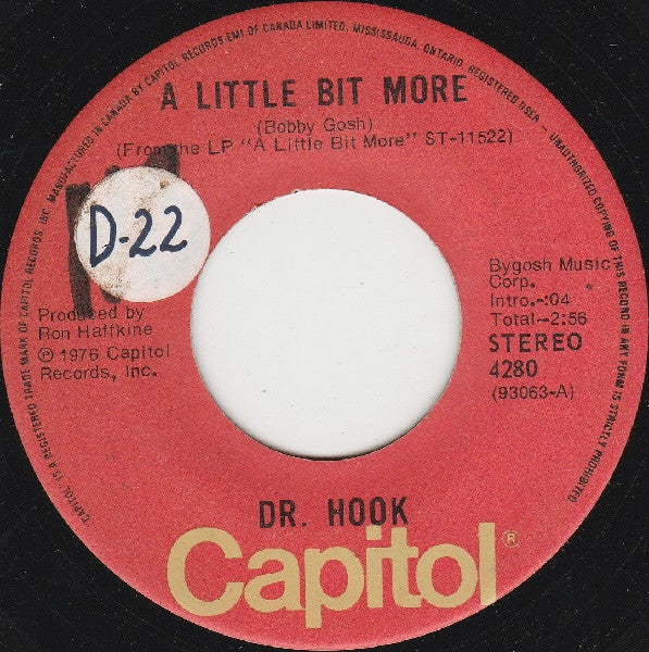 Dr. Hook : A Little Bit More / A Couple More Years (7", Single)