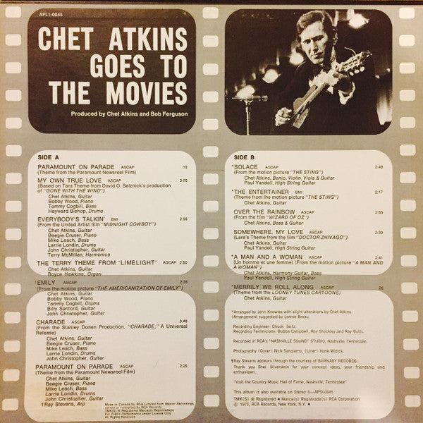 Chet Atkins : Chet Atkins Goes To The Movies (LP, Album)