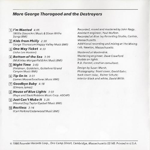 George Thorogood And The Destroyers* : More George Thorogood And The Destroyers (CD, Album, RE)