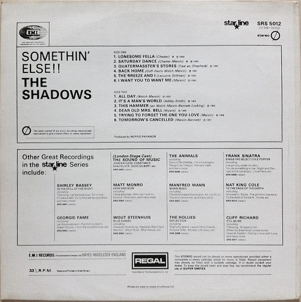 The Shadows : Somethin' Else!! (LP, Comp, RE)