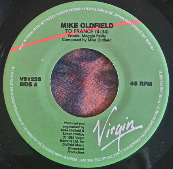 Mike Oldfield : To France (7")