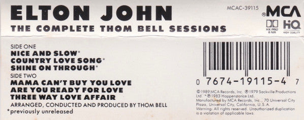 Elton John : The Complete Thom Bell Sessions (Cass, Album)