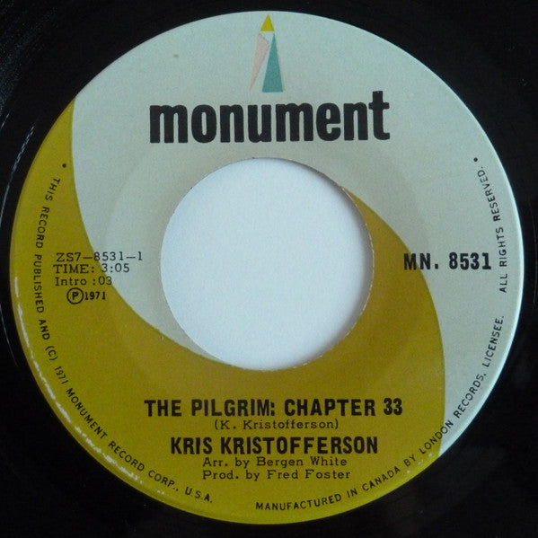 Kris Kristofferson : The Pilgrim: Chapter 33 (7", Single)