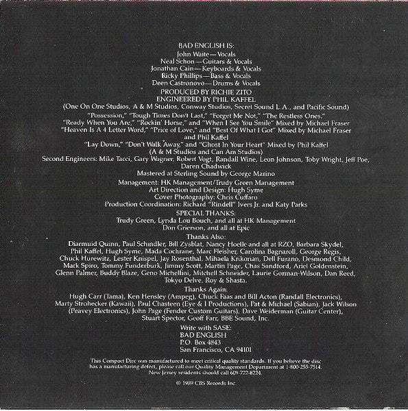Bad English : Bad English (CD, Album)