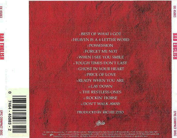 Bad English : Bad English (CD, Album)