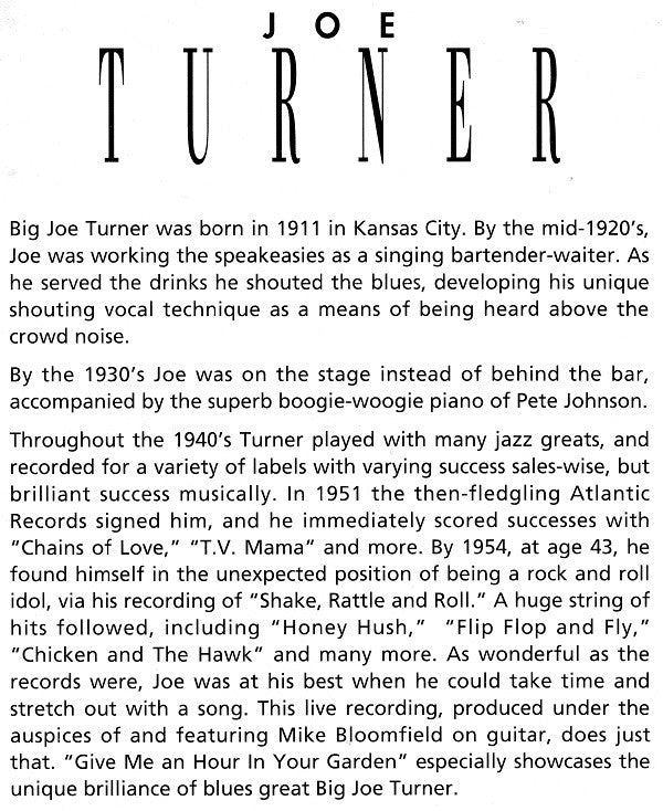 Joe Turner* With Mike Bloomfield : Live: Shake Rattle And Roll (CD, Album, RE, RM)