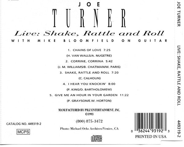 Joe Turner* With Mike Bloomfield : Live: Shake Rattle And Roll (CD, Album, RE, RM)