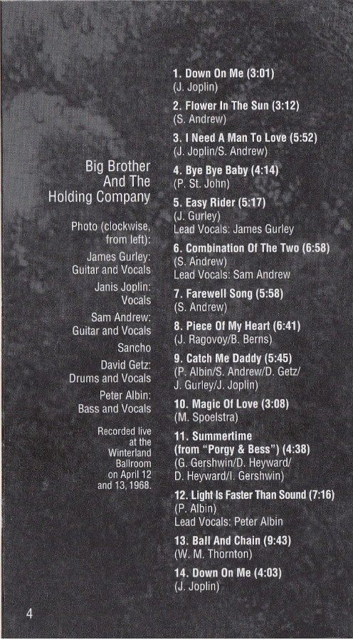 Janis Joplin With Big Brother And The Holding Company* : Live At Winterland '68 (CD, Album)