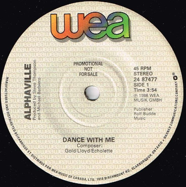 Alphaville : Dance With Me (7", Single, Promo)