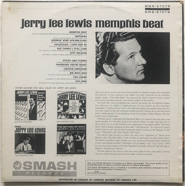 Jerry Lee Lewis : Memphis Beat (LP, Album, Mono)