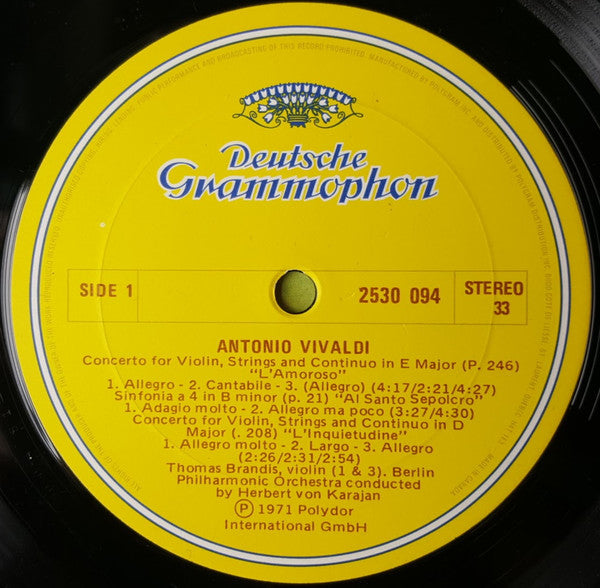 Antonio Vivaldi, Berliner Philharmoniker • Herbert Von Karajan : 6 Concerti «L'Amoroso» U.A. (LP, Album)