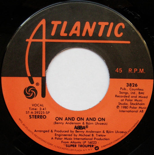 ABBA : On And On And On (7", Single, Spe)