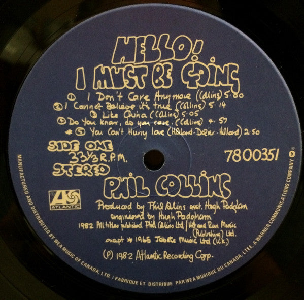 Phil Collins : Hello, I Must Be Going (LP, Album, Cin)