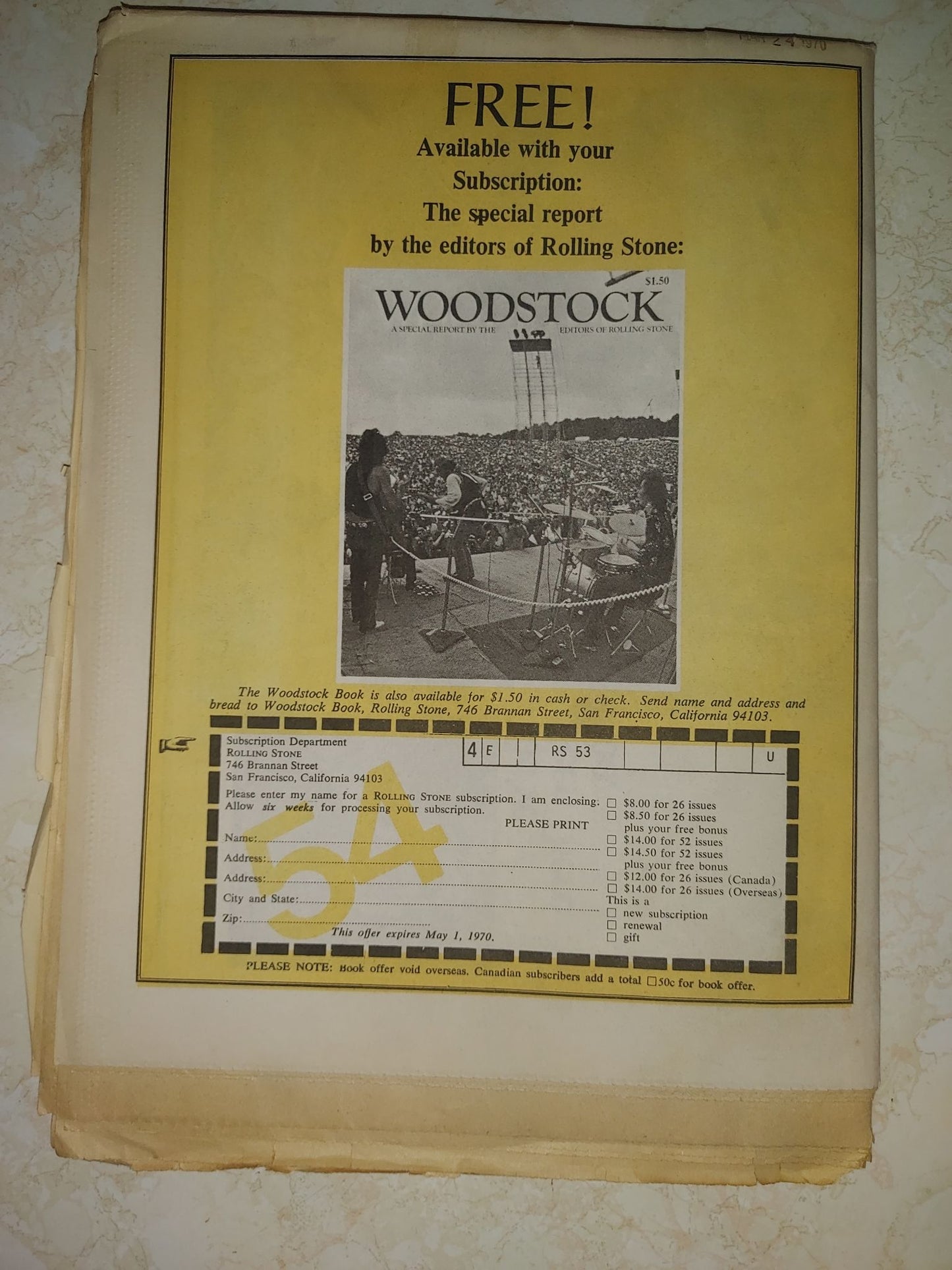 Rolling Stone Magazine March 19, 1970 Issue #54 The Sly Stone Family